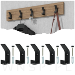 Haczyki na ubrania podwójny 5 sztuk, Wieszak przykręcany, lamele, loft, czarny - 6
