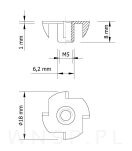 Nakrętka pazurkowa M5 X 8 mm - 3