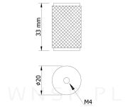 Gałka mosiężna , karbowana fi 20 X 33 mm - 2