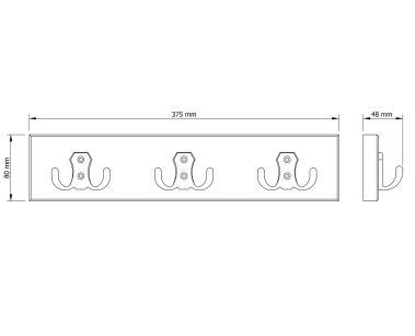 Wieszak ścienny na ubrania, z 3 haczykami, surowy