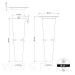 4x Noga bukowa prosta UNIQ 35 CM z blachą montażową - 2