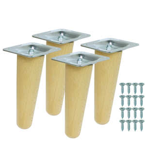4x Noga bukowa skośna UNIQ 10 CM z blachą montażową
