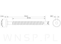 Wkręt HWI 6,3 X 70 mm, SW4, ocynk biały - 3