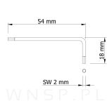 Klucz imbusowy 2 mm 100 sztuk, typ L, hartowany - 2