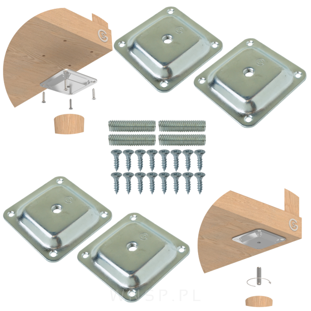 Zestaw montażowy duży do nóg drewnianych NEO +