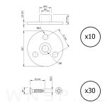 Nakrętka M8 x 10 mm z dużym kołnierzem Ø 37 mm do przykręcania, zestaw z wkrętami - 2