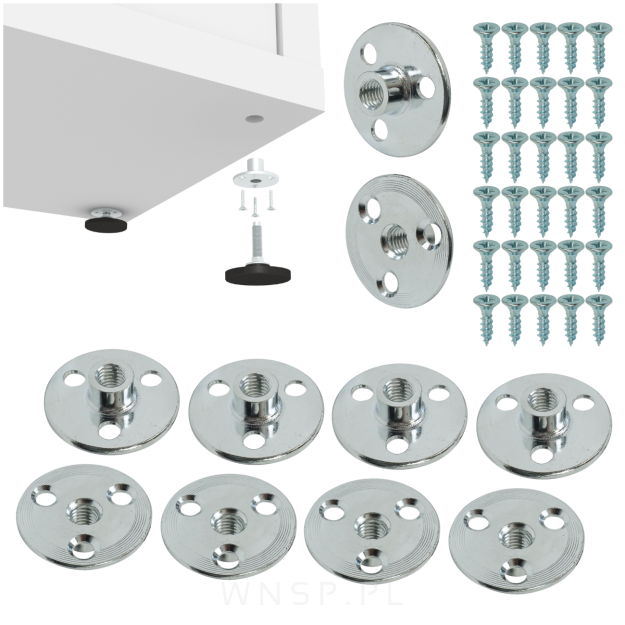 Nakrętka M8 x 10 mm z dużym kołnierzem Ø 37 mm do przykręcania, zestaw z wkrętami