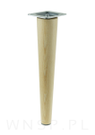 Noga bukowa prosta, stożek 35 cm lakier bezbarwny z blachą montażową - 4