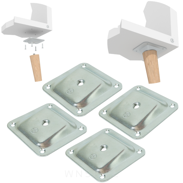 Duże mocowanie skośne do nóg 100 sztuk, blacha do nogi skośnej meblowej M8, 10 stopni