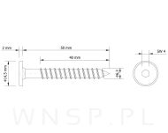 Wkręt HWI 6,3 X 50 mm, SW4, ocynk biały - 3