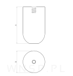 Nóżka bukowa szary mat 15 cm, walcowa 60 mm z blachą - 2