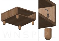 Nóżka bukowa szary mat 15 cm, walcowa 60 mm z blachą - 12