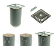 Nóżka bukowa szary mat 15 cm, walcowa 60 mm z blachą - 11