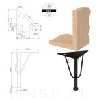 Noga meblowa trójkąt ze wzmocnieniem 18 CM, czarny mat - 2