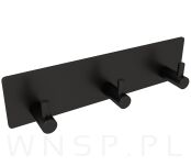 Potrójny haczyk, uchwyt, wieszak czarny, samoprzylepny - 12