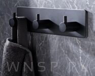 Potrójny haczyk, uchwyt, wieszak czarny, samoprzylepny - 9