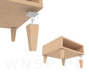 Noga bukowa surowa stożek kwadrat 60/30 mm, 25 cm - 6