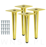 Nogi stalowe proste 20 cm, zestaw z wkrętami, złote - 4