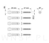 Wieszak 1002 mm z 35 uchwytami, haczykami, kolor biały przykręcany - 6