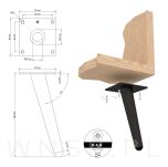 Noga stalowa skośna stożek 18 cm, z blachą montażową, czarna matowa - 8