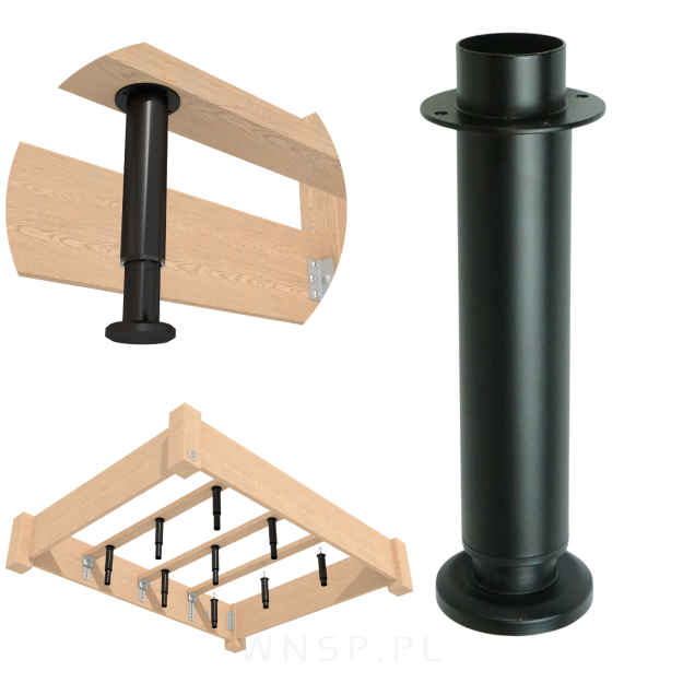 Noga stalowa regulowana 17 - 30 CM z blachą montażową, czarna