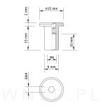 Nakrętka Ericsona M6 x 15, tulejka meblowa 100 sztuk do połączeń, łeb płaski, czarna - 2