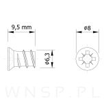 6,3 X 9.5 mm eurowkręt z łbem stożkowym - 2