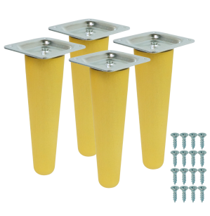 4x Noga bukowa prosta UNIQ 10 CM z blachą montażową
