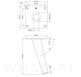 Noga stalowa skośna stożek 13 cm, z blachą montażową, czarna matowa - 2