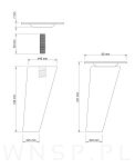 Noga meblowa bukowa skośna, 10 cm surowa z blachą montażową - 2