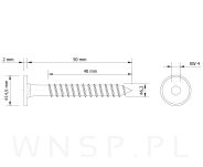 Wkręt HWI 6,3 X 50 mm, SW4, ocynk żółty - 3