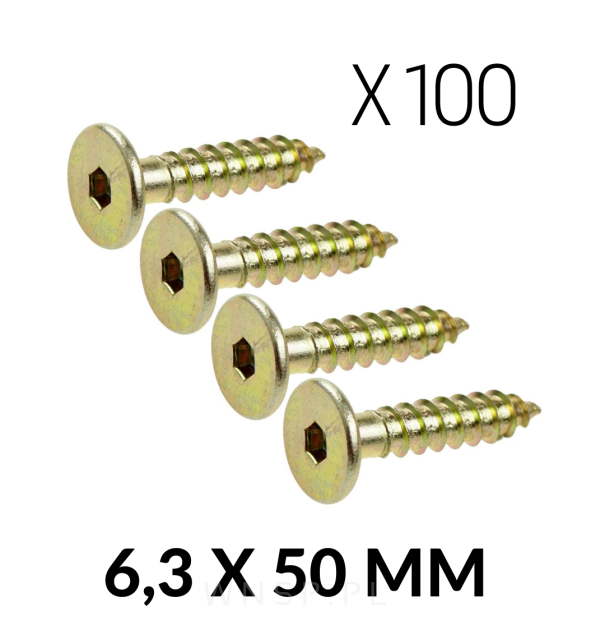 Wkręt HWI 6,3 X 50 mm, SW4, ocynk żółty