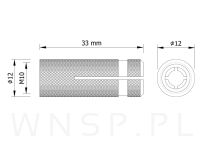 Tuleja mosiężna rozporowa M10 X 33 mm - 3