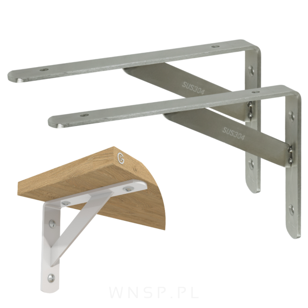Wspornik do półki ściennej ze wzmocnieniem, 200 x 136 x 25 mm