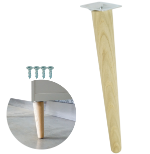 Noga dębowa skośna UNIQ 45 CM z blachą montażową