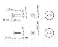 10 x Złącze meblowe śrubowe Ø 5 mm M4 (23 - 30 MM) do szafek, płyt meblowych - 4