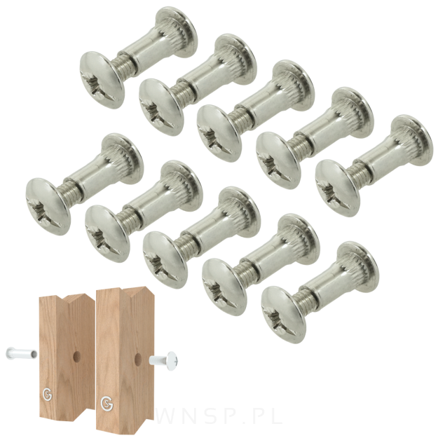 10 x Złącze meblowe śrubowe Ø 5 mm M4 (23 - 30 MM) do szafek, płyt meblowych