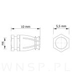 Mufa mosiężna M4 X 10 bez kulki rozporowej - 3