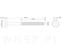 Wkręt HWI 6,3 X 80 mm, SW4, ocynk biały - 3