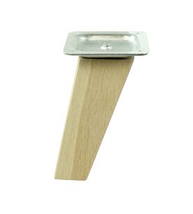 Noga trapez skośny 10 cm, bukowa, surowa 45 / 25 mm z blachą montażową