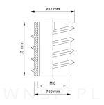Mufa M8 X 15 mm, wkręcana - 3