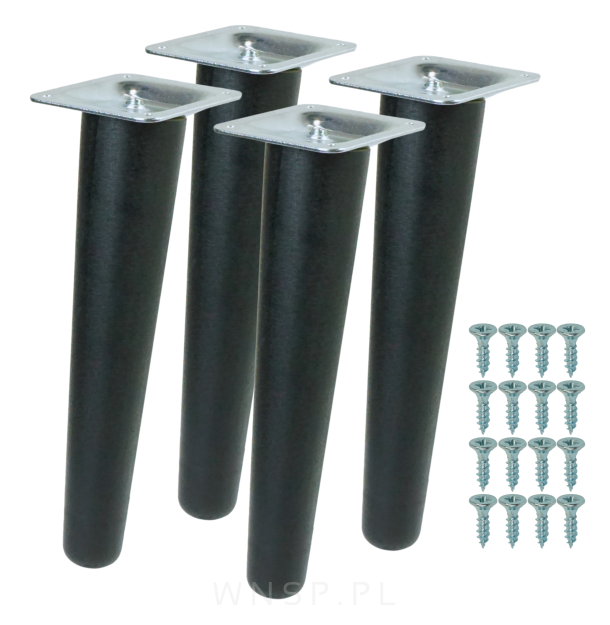4x Noga bukowa skośna UNIQ 25 CM z blachą montażową