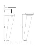 Noga bukowa skośna, stożek 20 cm lakier bezbarwny z blachą montażową - 2