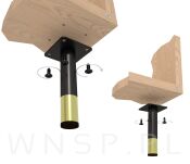 Nogi stalowe okrągłe 22,6 cm, zestaw nóg z wkrętami, czarne matowe + złoto - 6