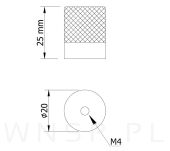 Gałka czarna, karbowana fi 20 X 25 mm - 2