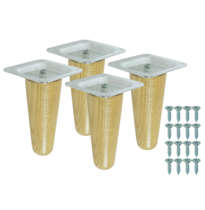 4x Noga dębowa prosta UNIQ 10 CM z blachą montażową
