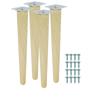 4x Noga dębowa prosta UNIQ 40 CM z blachą montażową