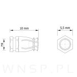 Mufa mosiężna M4 X 10 z kulką rozporową i kołnierzem - 3