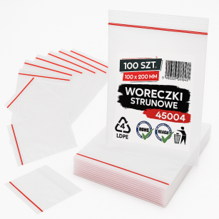 Woreczki strunowe 100 sztuk, mocne torebki zamykane 100 x 200 mm, grube 50 mic