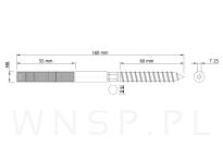 M8 X 160 mm, szpilka dwustronna 30/70 - 2